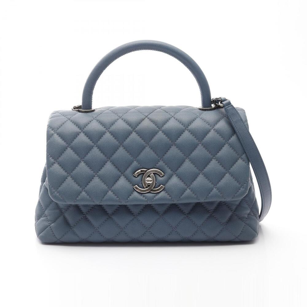 Chanel Coco Handle Top Flap Bag Matelasse Handbag Caviar Skin Grained Calfskin
